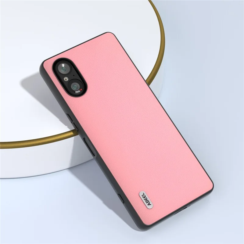 ABEEL For Sony Xperia 5 V Phone Case Smooth-touch Genuine Cow Leather Back Cover - Pink