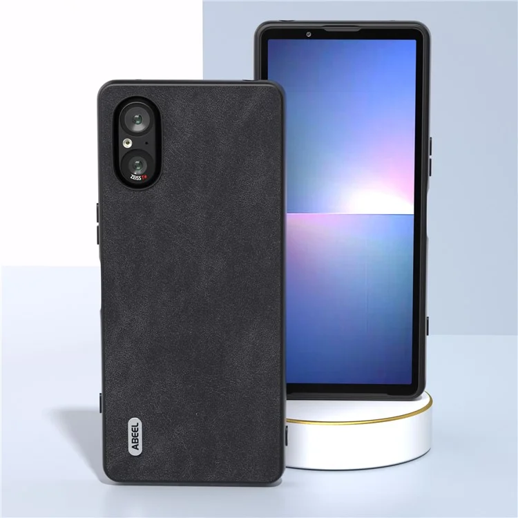 ABEEL For Sony Xperia 5 V Case PU Leather Coated PC+TPU Anti-Scratch Phone Cover - Black