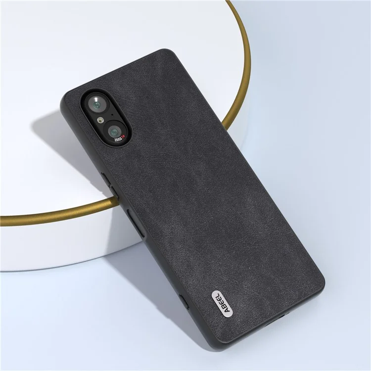 ABEEL For Sony Xperia 5 V Case PU Leather Coated PC+TPU Anti-Scratch Phone Cover - Black