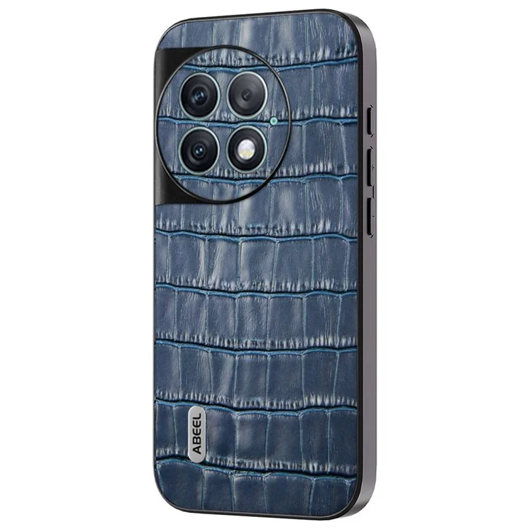 ABEEL For OnePlus Ace 2 Pro 5G Case Crocodile Texture Genuine Cow Leather Back Cover - Blue