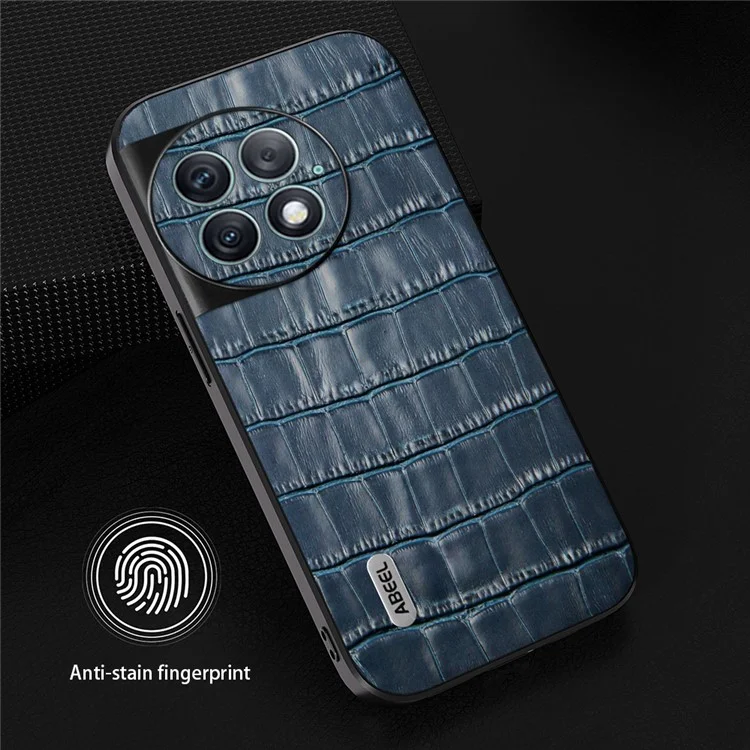 ABEEL For OnePlus Ace 2 Pro 5G Case Crocodile Texture Genuine Cow Leather Back Cover - Blue