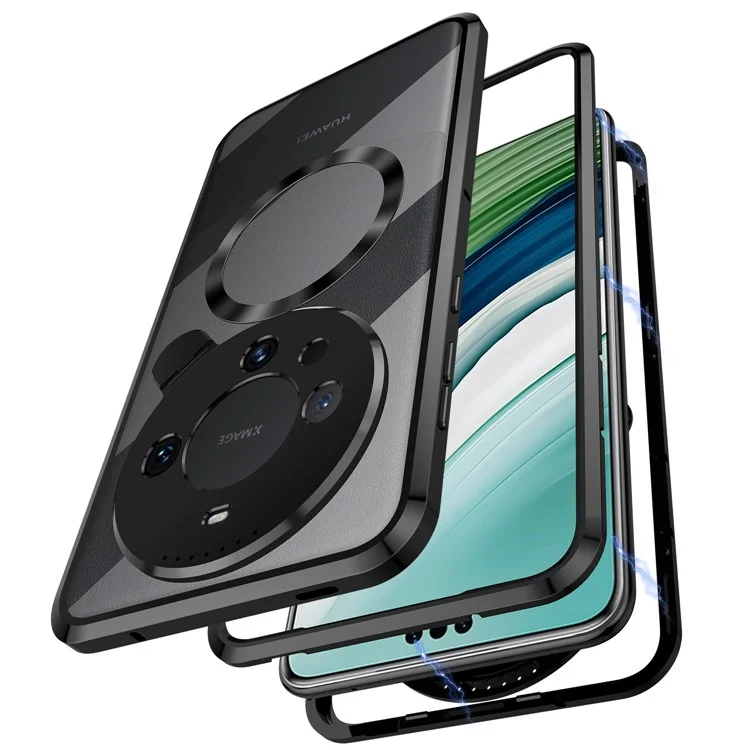 For Huawei Mate 60 Pro / Mate 60 Pro+ Case Aluminium Alloy+PC Aroma Phone Cover - Black