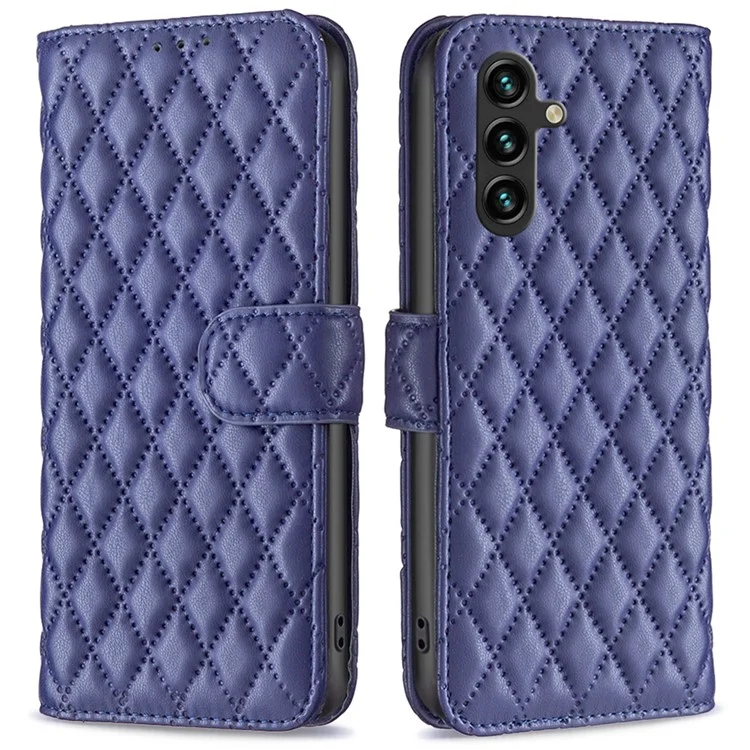 BINFEN COLOR BF Style-14 For Samsung Galaxy A15 4G Case PU Leather Phone Cover with Wallet - Blue