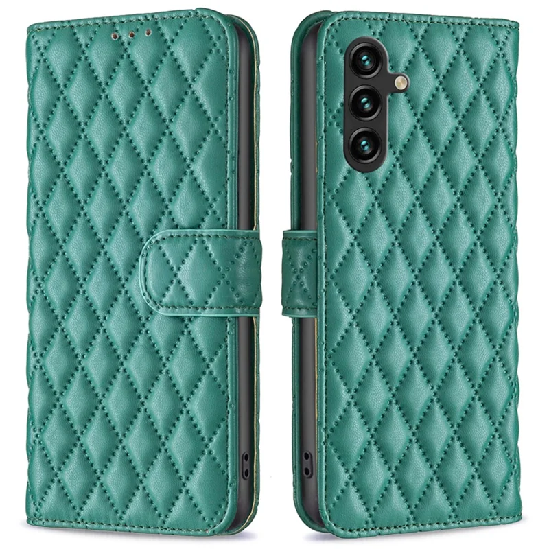 BINFEN COLOR BF Style-14 For Samsung Galaxy A15 4G Case PU Leather Phone Cover with Wallet - Green