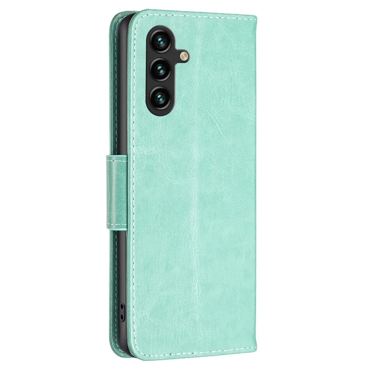 Para Samsung Galaxy A15 4G Case Butterfly Imprinted PU Leather Wallet Cover - Verde