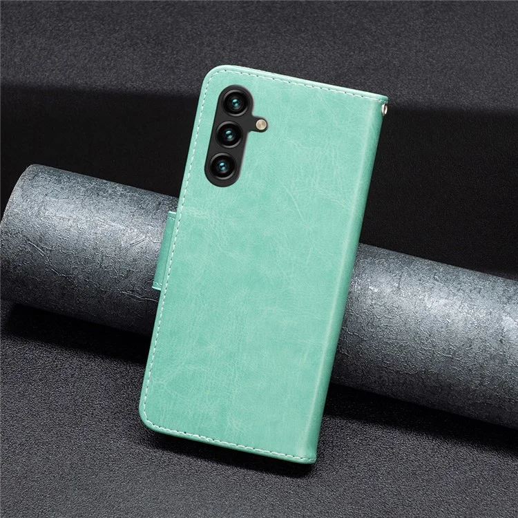 Para Samsung Galaxy A15 4G Case Butterfly Imprinted PU Leather Wallet Cover - Verde