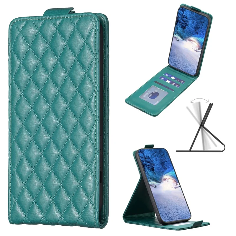 BF30 For Samsung Galaxy A15 4G Case Vertical Flip PU Leather Phone Cover with Card Holder - Green
