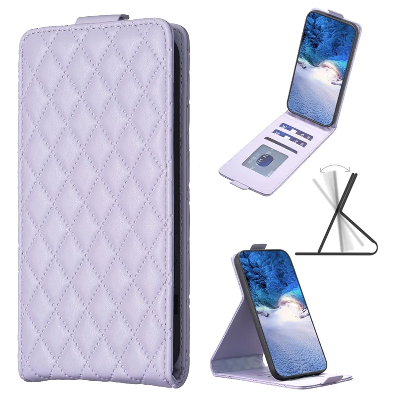 BF30 For Samsung Galaxy A15 4G Case Vertical Flip PU Leather Phone Cover with Card Holder - Purple