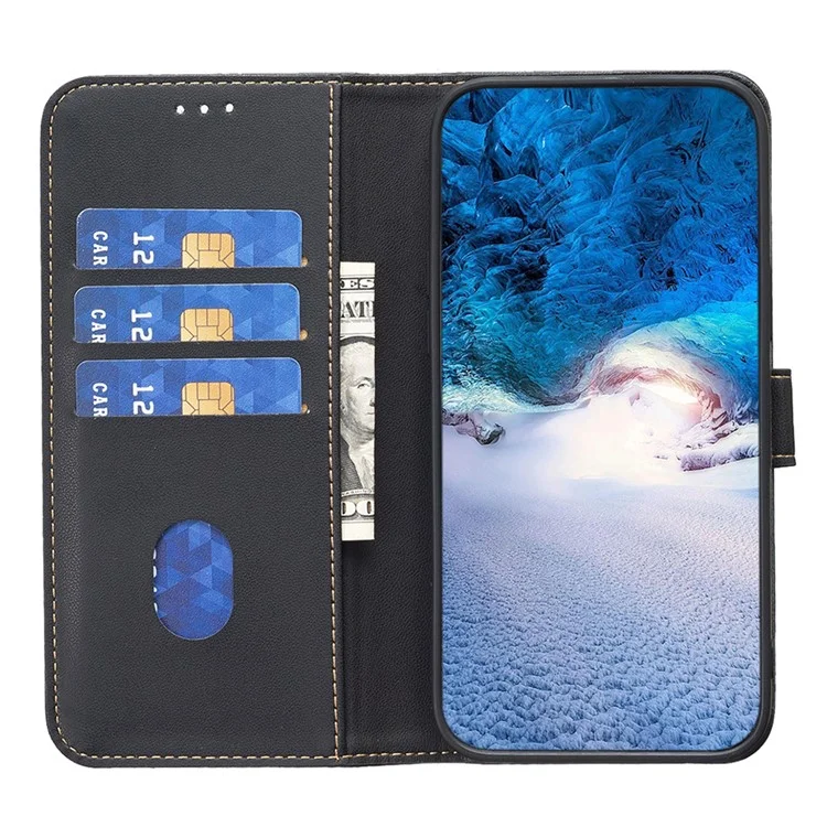 BINFEN COLOR BF17 For Samsung Galaxy A15 4G Case Leather Wallet Phone Cover - Black