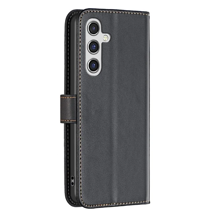 BINFEN COLOR BF17 For Samsung Galaxy A15 4G Case Leather Wallet Phone Cover - Black
