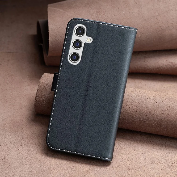 BINFEN COLOR BF17 For Samsung Galaxy A15 4G Case Leather Wallet Phone Cover - Black