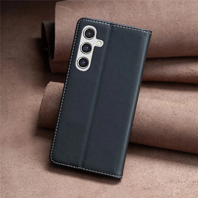 BINFEN COLOR BF18 For Samsung Galaxy A15 4G Case Card Holder PU Leather Stand Cover - Black