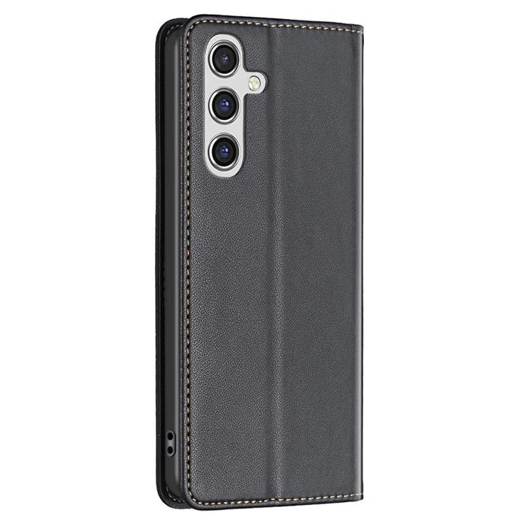 BINFEN COLOR BF18 For Samsung Galaxy A15 4G Case Card Holder PU Leather Stand Cover - Black