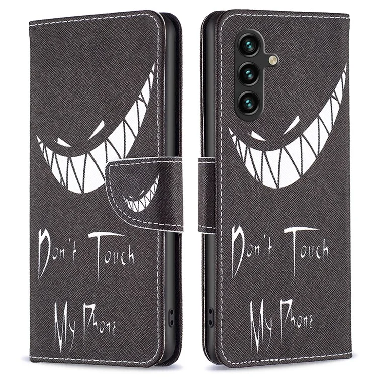 Para Samsung Galaxy A15 4G Case Pattern Printing PU Leather Wallet Phone Cover - Não Toque no Meu Telefone