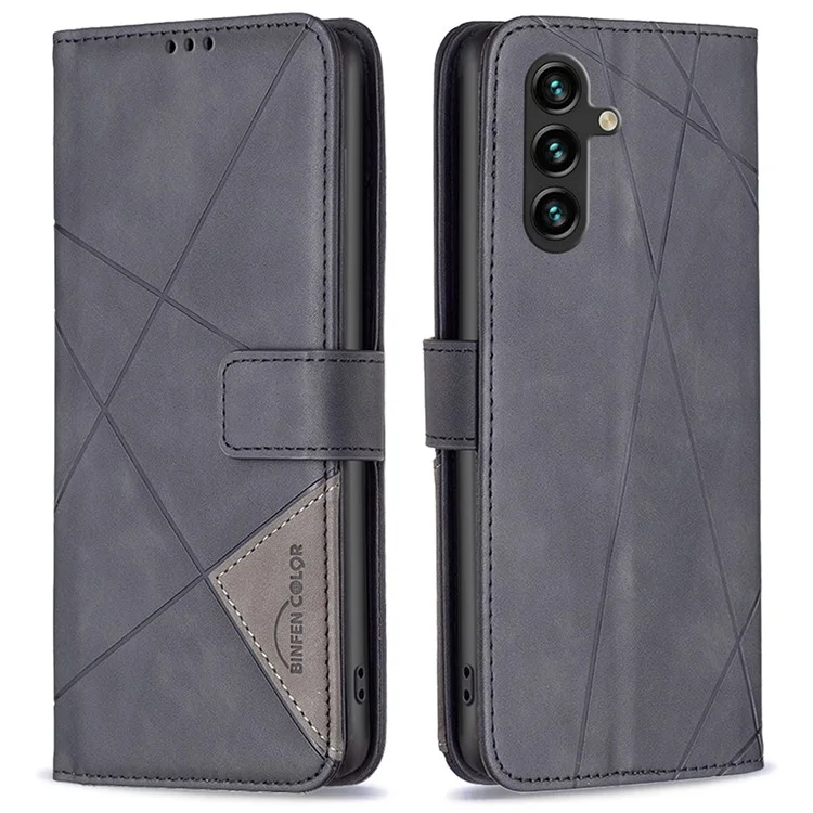 BINFEN COLOR BF05 Pour étui Samsung Galaxy A15 4G Imprimer Portefeuille en Cuir Étui de Téléphone Mobile - Noir