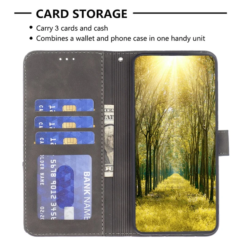 BINFEN COLOR per Samsung Galaxy A15 4G Custodie Portafoglio con Supporto Rivestite in Pelle con Stampa Geometrica - Grigio