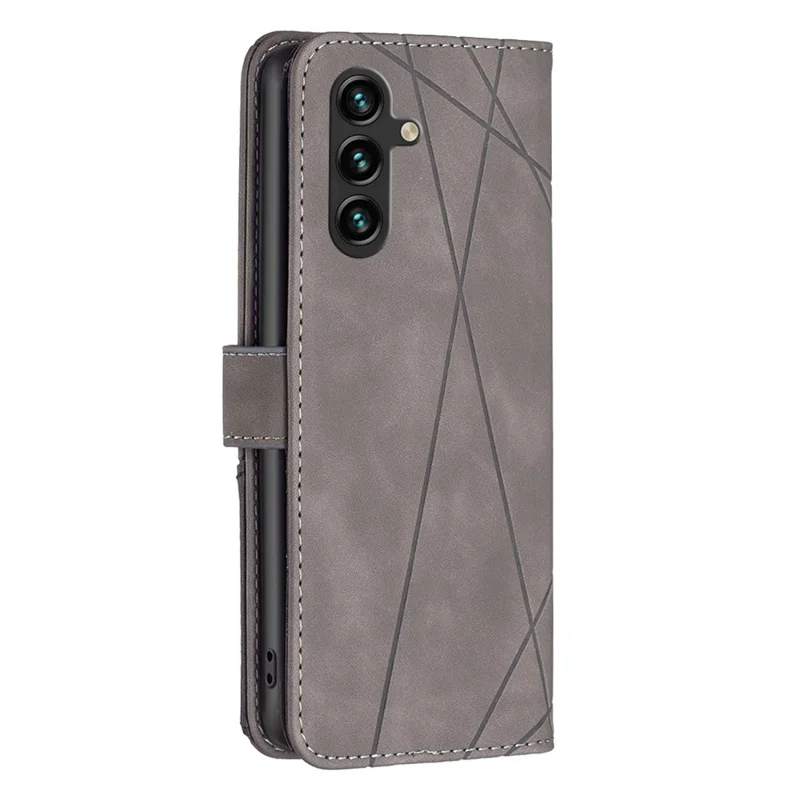 BINFEN COLOR per Samsung Galaxy A15 4G Custodie Portafoglio con Supporto Rivestite in Pelle con Stampa Geometrica - Grigio