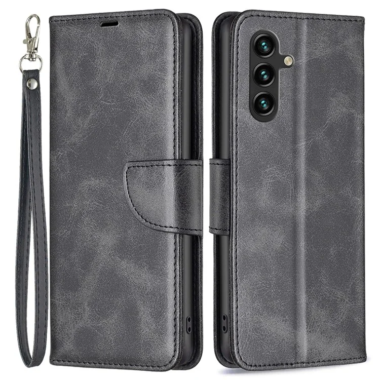 Funda para Samsung Galaxy A15 4G Soporte de cartera Texturizada de piel de PU Cubierta de teléfono celular - Negro