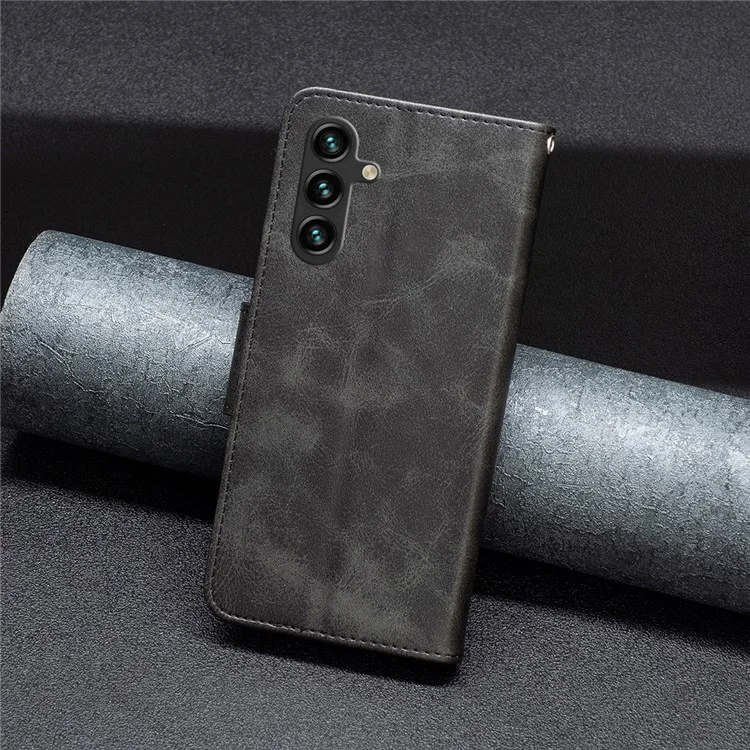 Funda para Samsung Galaxy A15 4G Soporte de cartera Texturizada de piel de PU Cubierta de teléfono celular - Negro