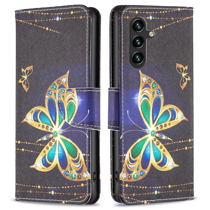 Cover per Samsung Galaxy A15 4G, Custodia Portafoglio in PU Pelle con Stampa a Farfalla Gioiello, Protezione per Telefono
