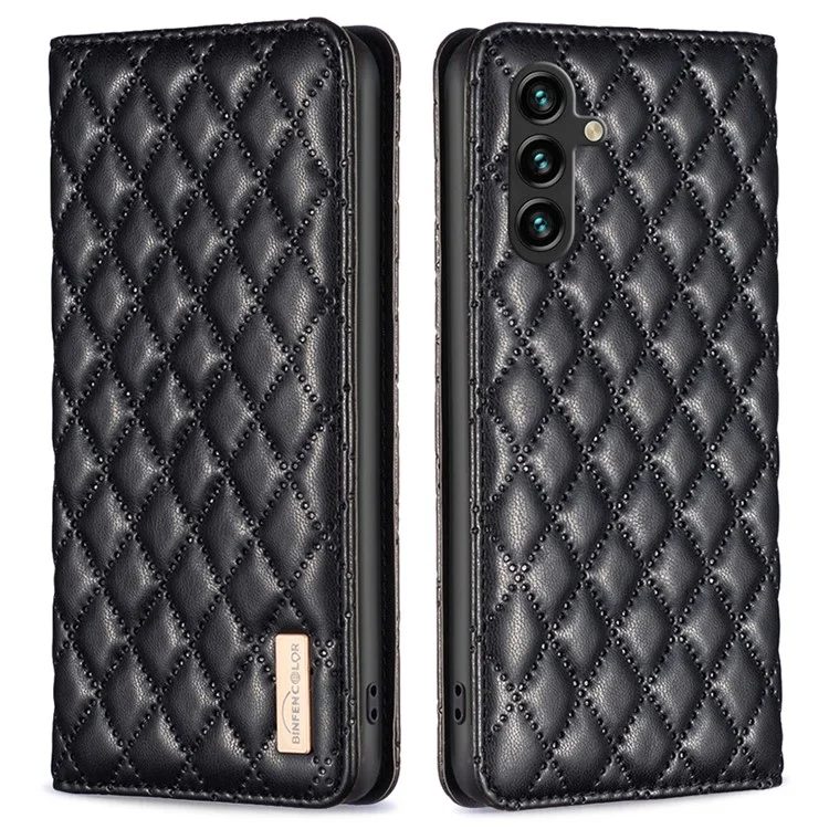 BINFEN COLOR Para Samsung Galaxy A15 4G Capa BF Style-16 Porta-cartões Capa de Telefone de Couro - Preto