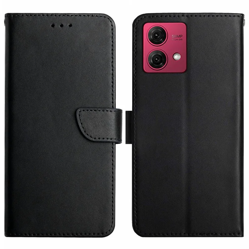 HT02 Para Motorola Edge 40 Neo 5G Case Genuine Cow Leather Phone Cover - Preto