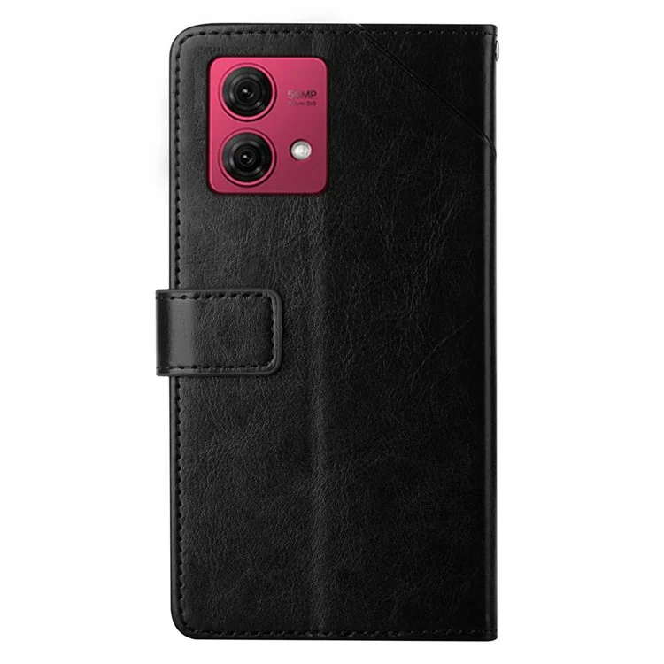HT01 Für Motorola Edge 40 Neo 5G Hülle Y-förmige Linien Prägung Leder Handyhalterung - Schwarz