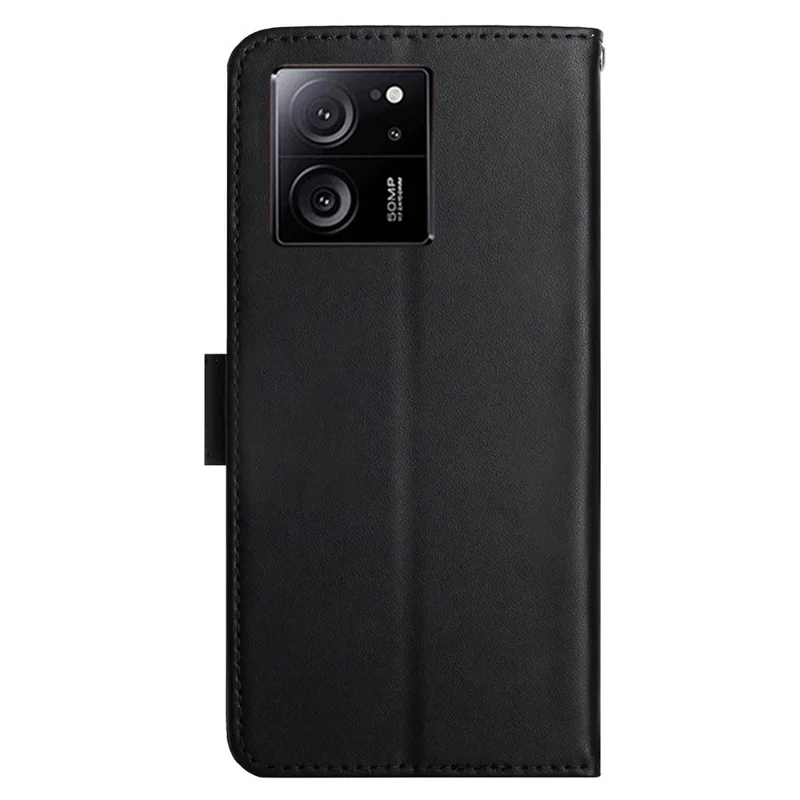 HT02 para Xiaomi 13T Pro / 13T Funda Cartera de Cuero Vacuno Genuino - Negro
