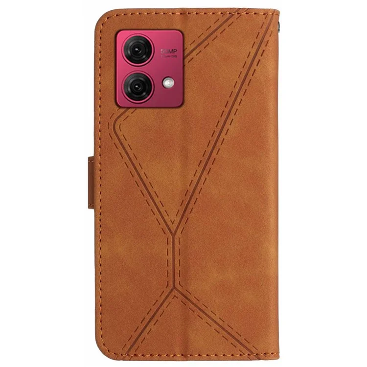 HT05 Para Motorola Edge 40 Neo 5G Funda de Piel Sintética Billetera Diseño de Líneas Impreso Cubierta del Teléfono - Marrón