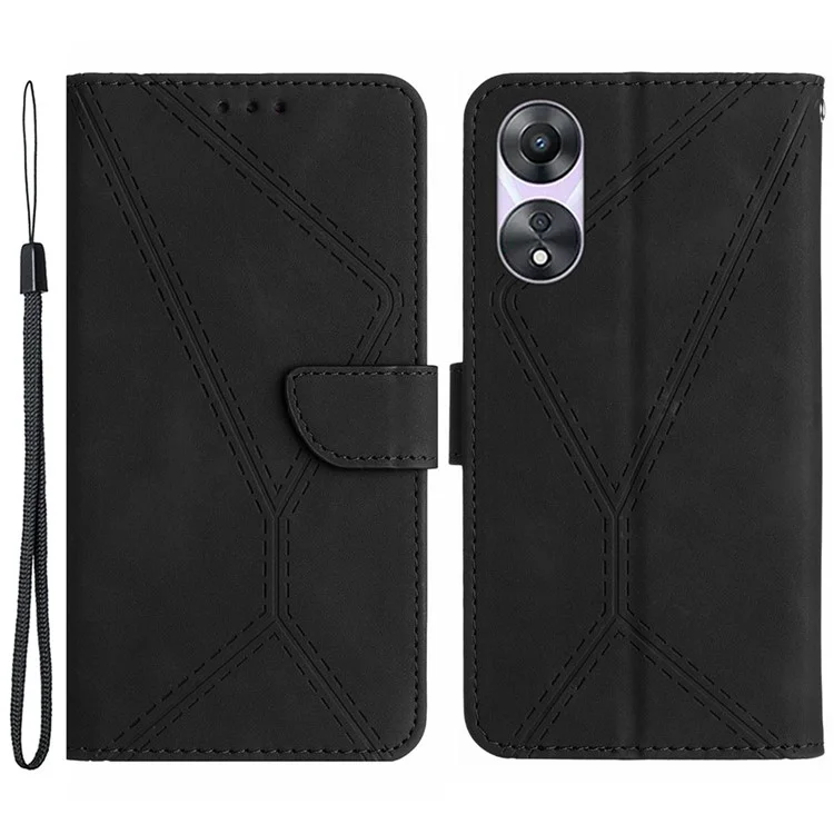 HT05 per Oppo A18 4G / A38 4G Custodia in pelle PU Wallet Folding Stand Phone Cover - Nero