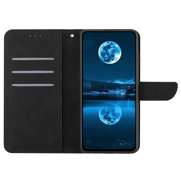 HT05 per Oppo A18 4G / A38 4G Custodia in pelle PU Wallet Folding Stand Phone Cover - Nero
