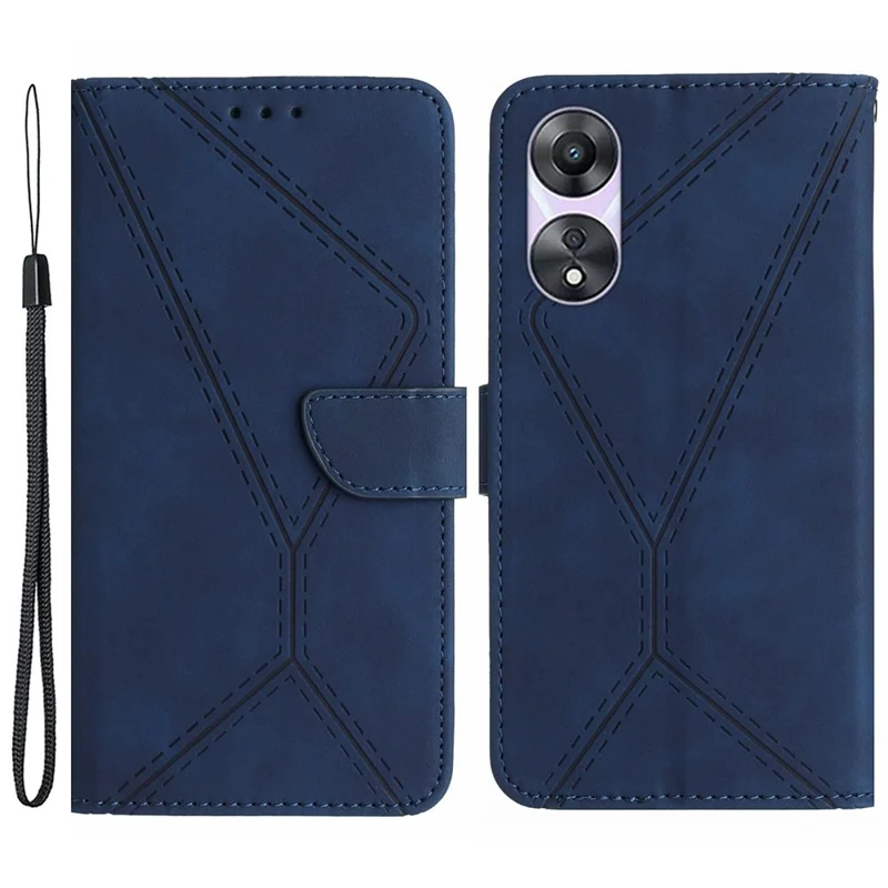 HT05 For Oppo A18 4G / A38 4G Case PU Leather Wallet Folding Stand Phone Cover - Blue