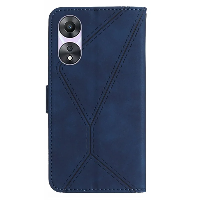 HT05 For Oppo A18 4G / A38 4G Case PU Leather Wallet Folding Stand Phone Cover - Blue