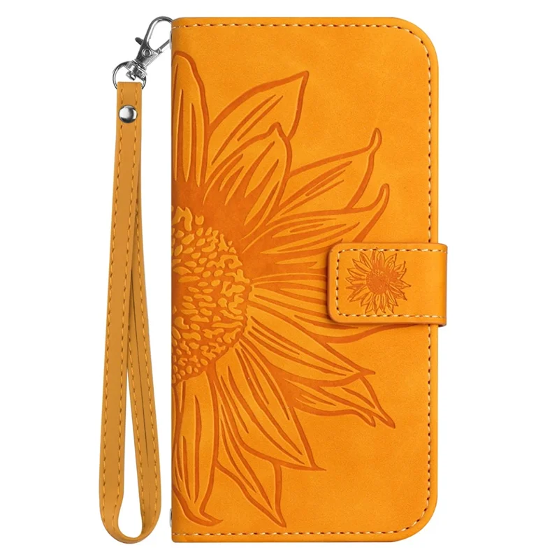 HT04 Für Oppo A18 4G / A38 4G Anti-Fall Leder Brieftasche Handyhülle mit Handschlaufe - Gelb