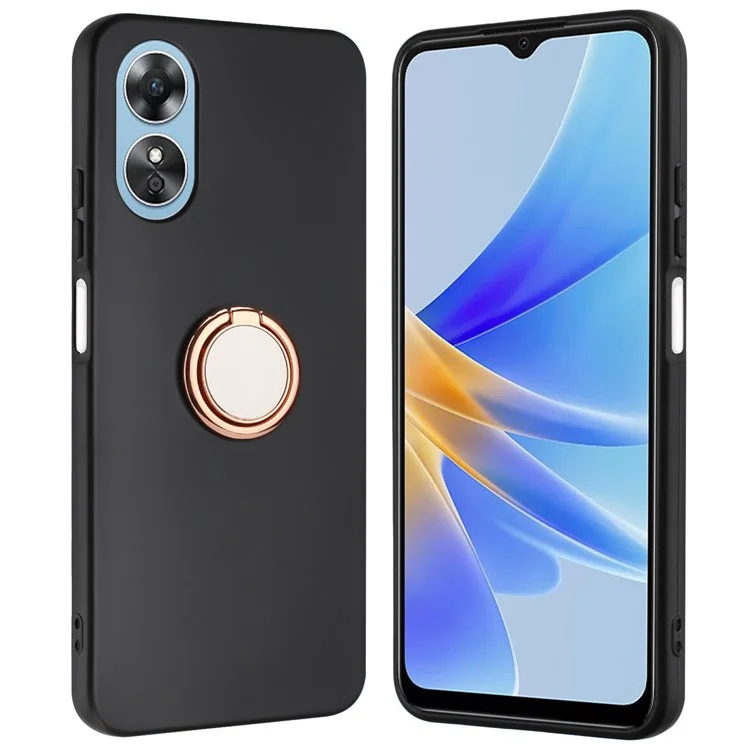 For Oppo A58 4G Case Matte TPU Phone Cover with Ring Kickstand - Rose Gold