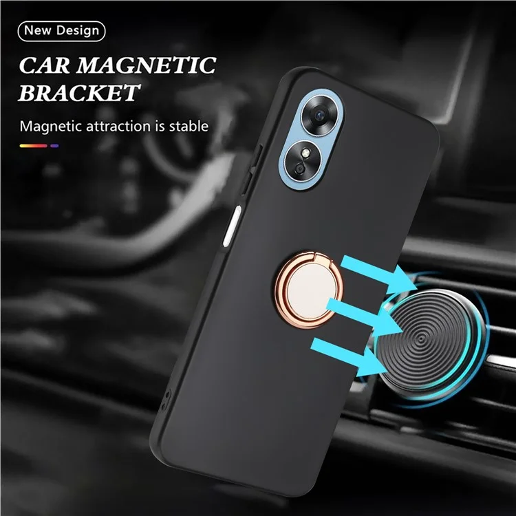 For Oppo A58 4G Case Matte TPU Phone Cover with Ring Kickstand - Rose Gold