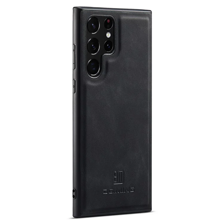 DG.MING Для Samsung Galaxy S22 Ultra 5G Чехол PC+TPU+PU Анти-Капли Чехол для телефона - Черный