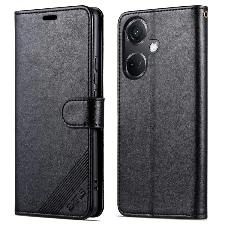 AZNS для OnePlus Nord CE3 5G / Oppo K11 5G Кожаный бумажник Защитный чехол для телефона - Черный