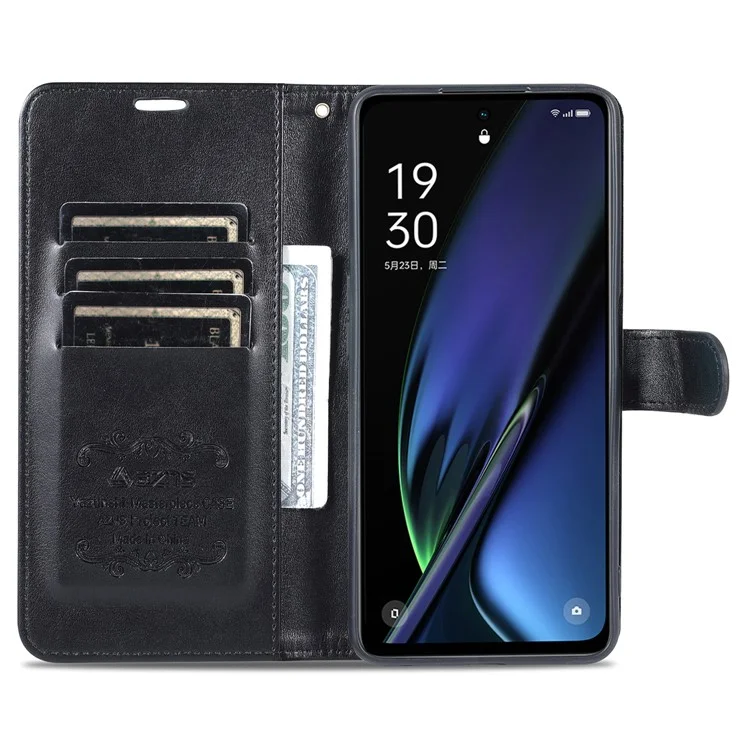 AZNS для OnePlus Nord CE3 5G / Oppo K11 5G Кожаный бумажник Защитный чехол для телефона - Черный