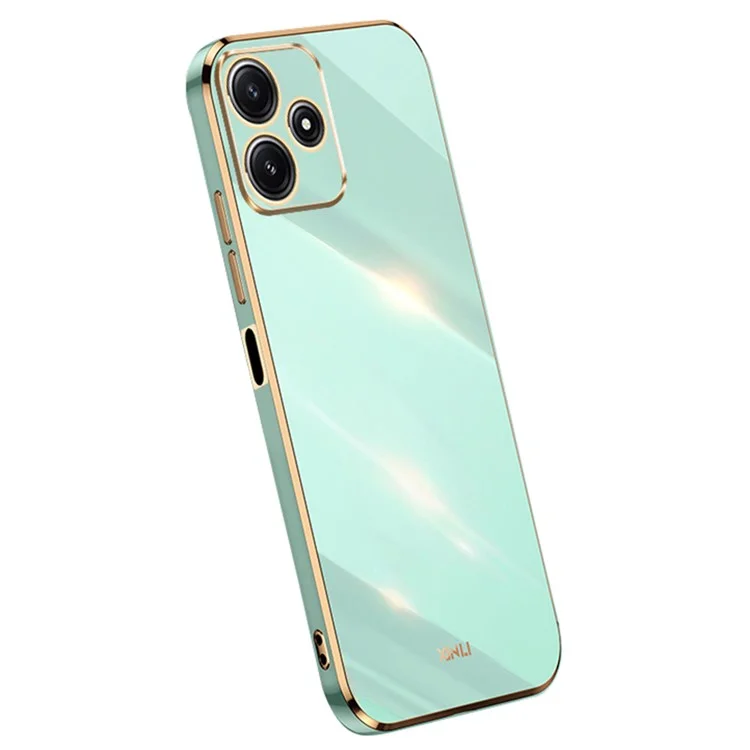 XINLI Pour Xiaomi Redmi Note 12R 5G Étui Bord Doré Électroplaqué TPU Housse Arrière de Téléphone - Cyan