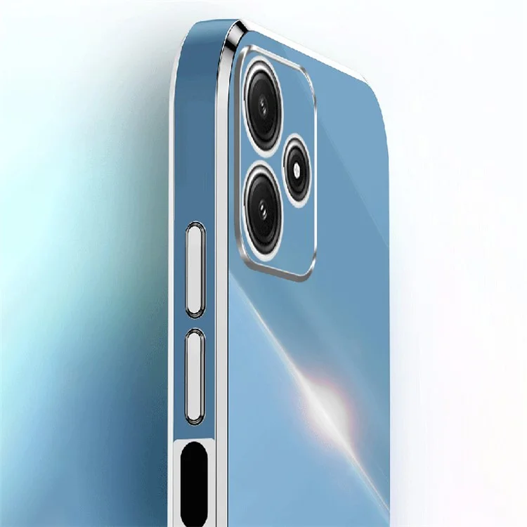 XINLI Pour Xiaomi Redmi Note 12R 5G Étui Bord Doré Électroplaqué TPU Housse Arrière de Téléphone - Cyan