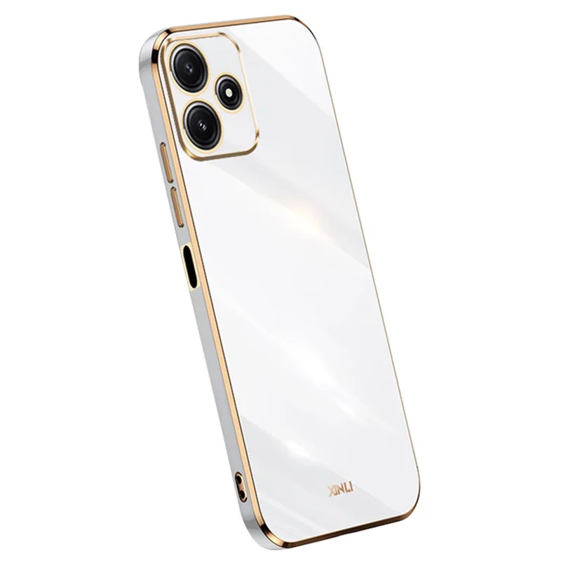 Étui XINLI pour Xiaomi Redmi Note 12R 5G Bordure dorée électroplaquée en TPU - Blanc