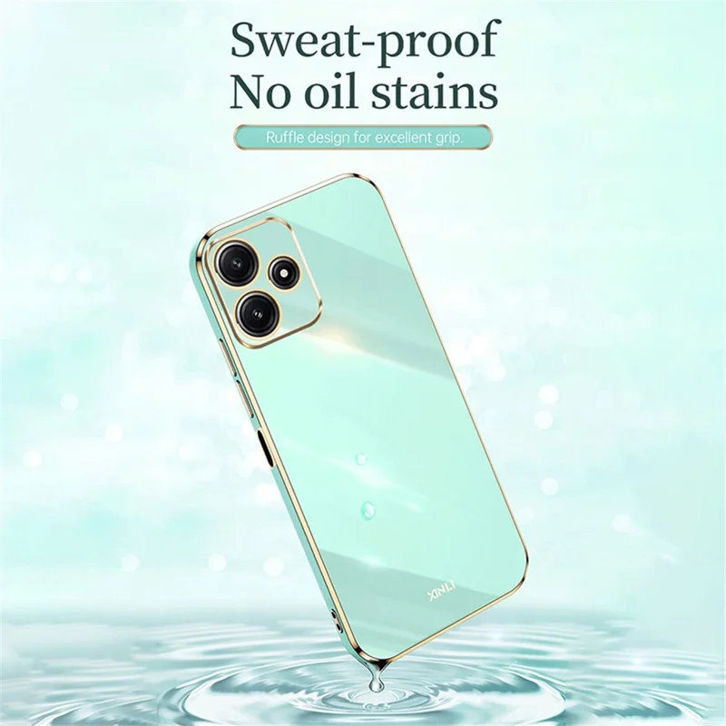 XINLI For Xiaomi Redmi Note 12R 5G Case Electroplated Gold Edge TPU Phone Back Cover - Black