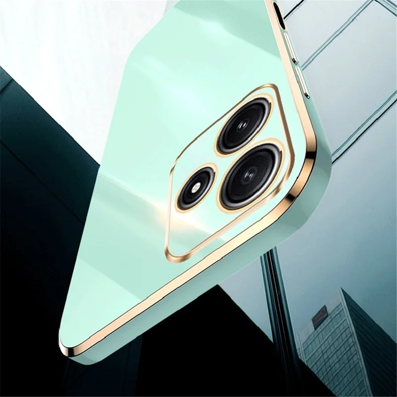 XINLI For Xiaomi Redmi Note 12R 5G Case Electroplated Gold Edge TPU Phone Back Cover - Black