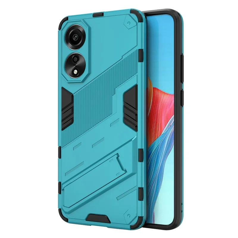 For Oppo A78 4G Case PC+TPU Kickstand Drop-proof Phone Cover - Baby Blue