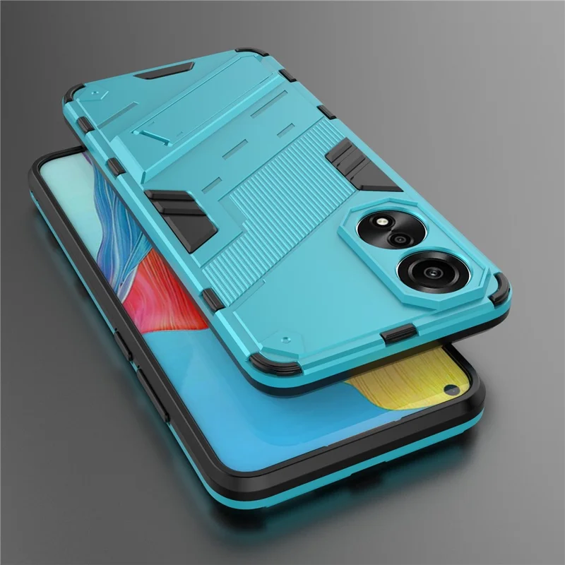 For Oppo A78 4G Case PC+TPU Kickstand Drop-proof Phone Cover - Baby Blue