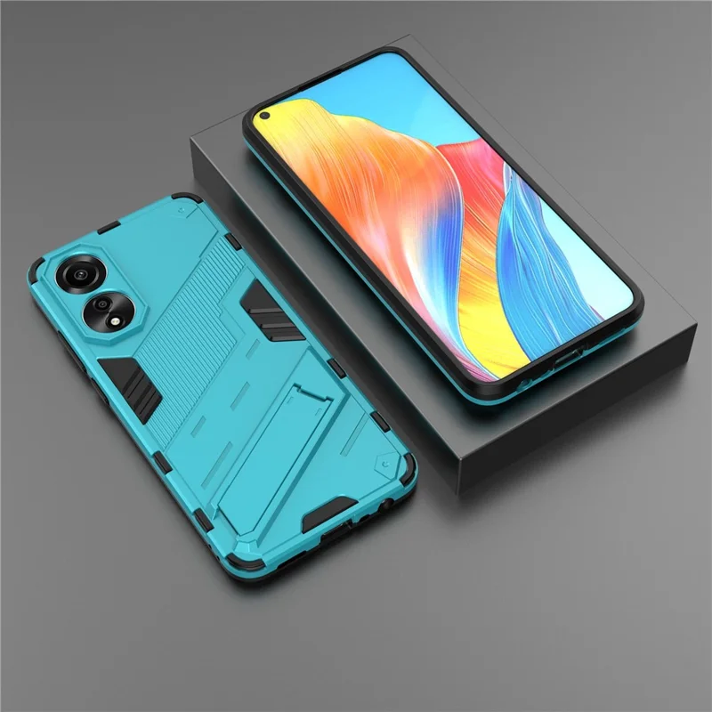 For Oppo A78 4G Case PC+TPU Kickstand Drop-proof Phone Cover - Baby Blue