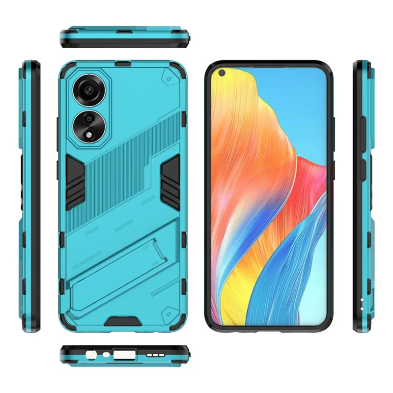 For Oppo A78 4G Case PC+TPU Kickstand Drop-proof Phone Cover - Baby Blue