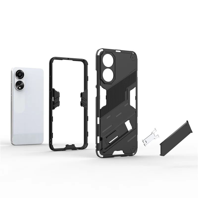 For Oppo A78 4G Case PC+TPU Kickstand Drop-Proof Phone Cover - Grey