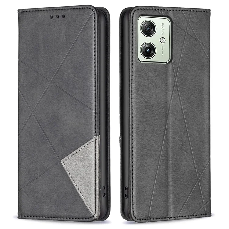 Per Motorola Moto G54 5G Cover Imprinted PU Leather Wallet Cell Phone Case - Nero